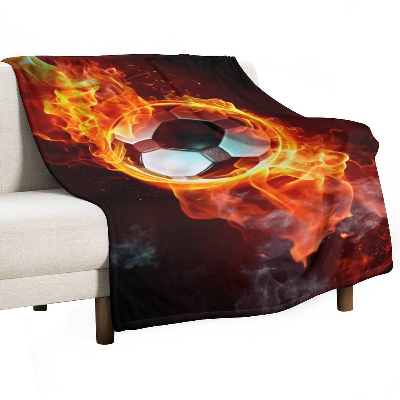 ECWECC Blanket Football Soft Blankets And Throws Soccer for Adults Fluffy Snugly Flannel Fleece Blanket for Bed Sofa Fuzzy Blanket Room Decor Christmas/Thanksgiving Valentine's Day 100x150cm