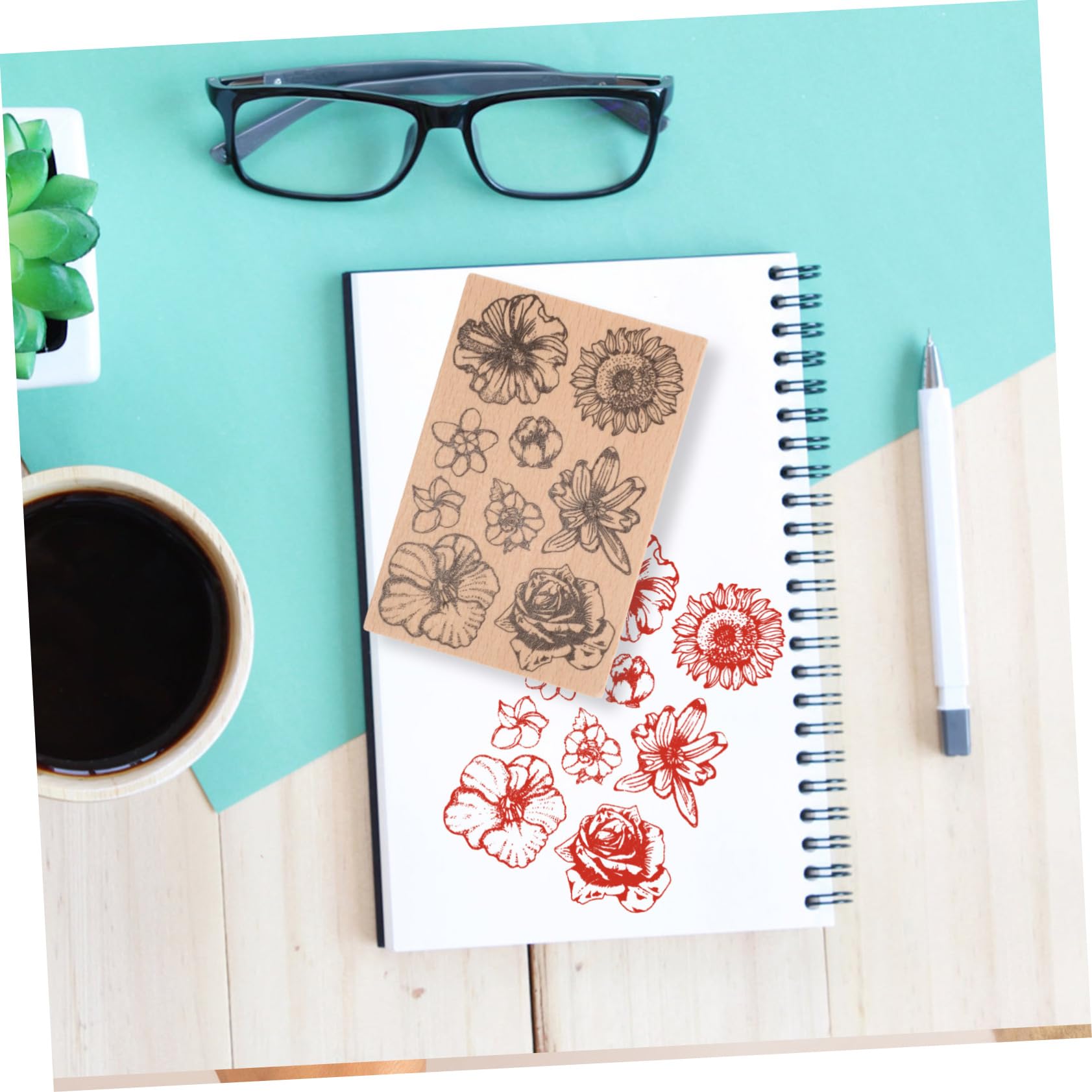 4pezzi Timbrini Decorativi per Scrapbooking e Timbri Floreali per e Te Design e Adulti