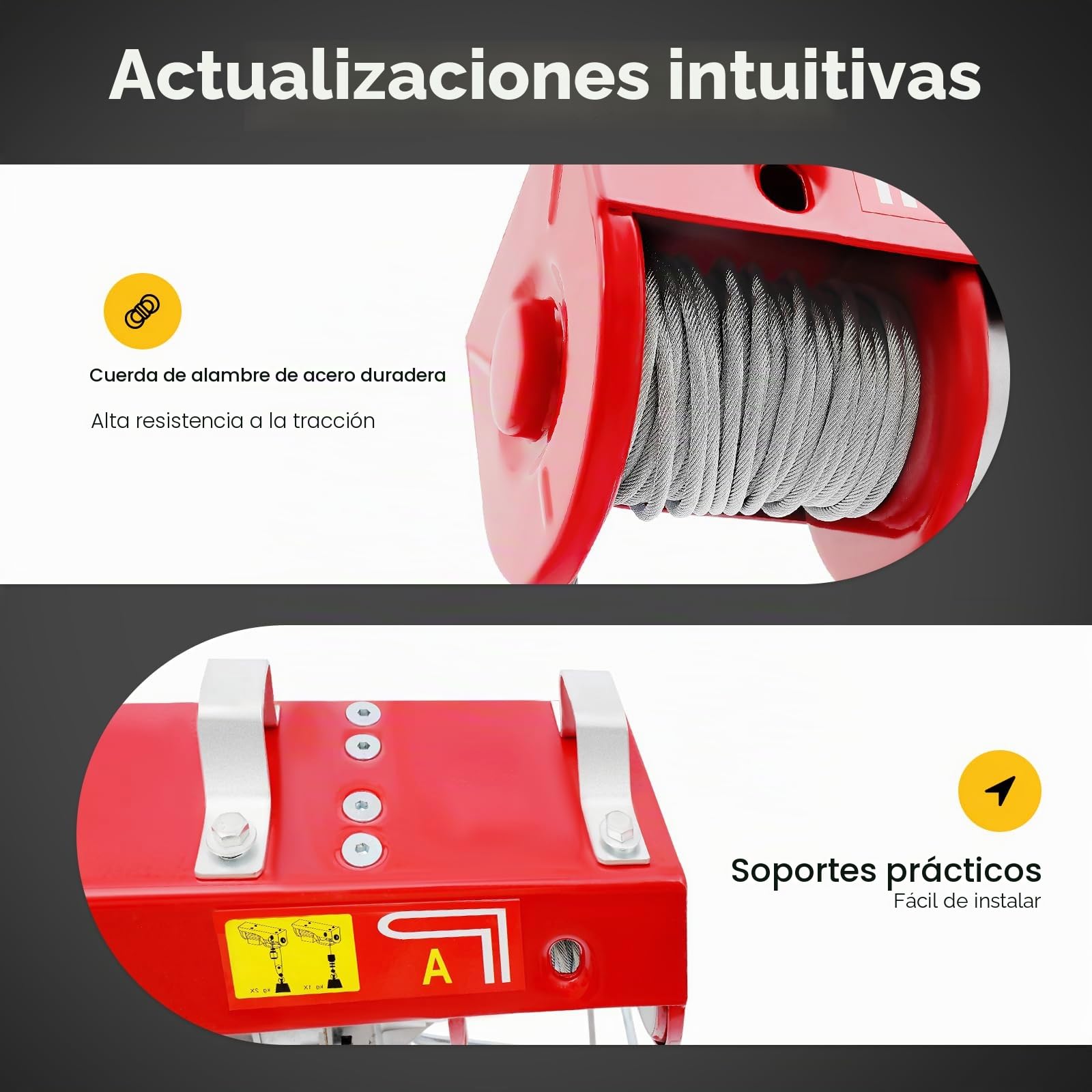 Cabrestante eléctrico y polea de 1300 W con mando a distancia – polipasto de cadena 800 kg de capacidad de carga, 10 m/min velocidad de elevación – cabrestante para taller, almacén