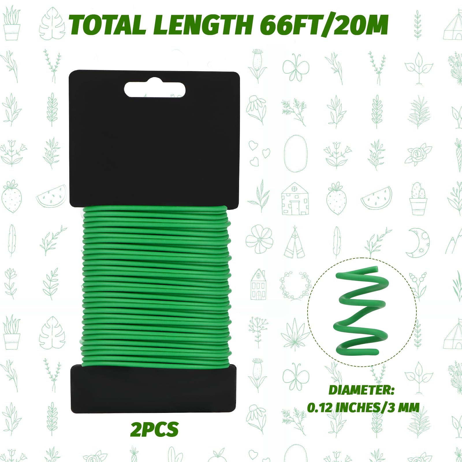 2.5mm Fil De Jardin, 2 Pièces 10M Fil De Jardin,Liens De Jardinage Pour