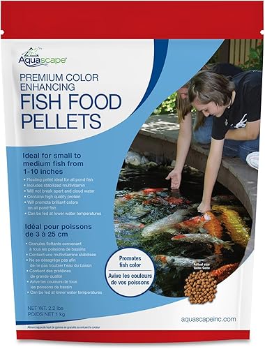 Aquascape Alimento para peces de alta calidad que mejora el color para koi pequeño a mediano y otros peces de estanque, pellet mediano, 2.2 libras