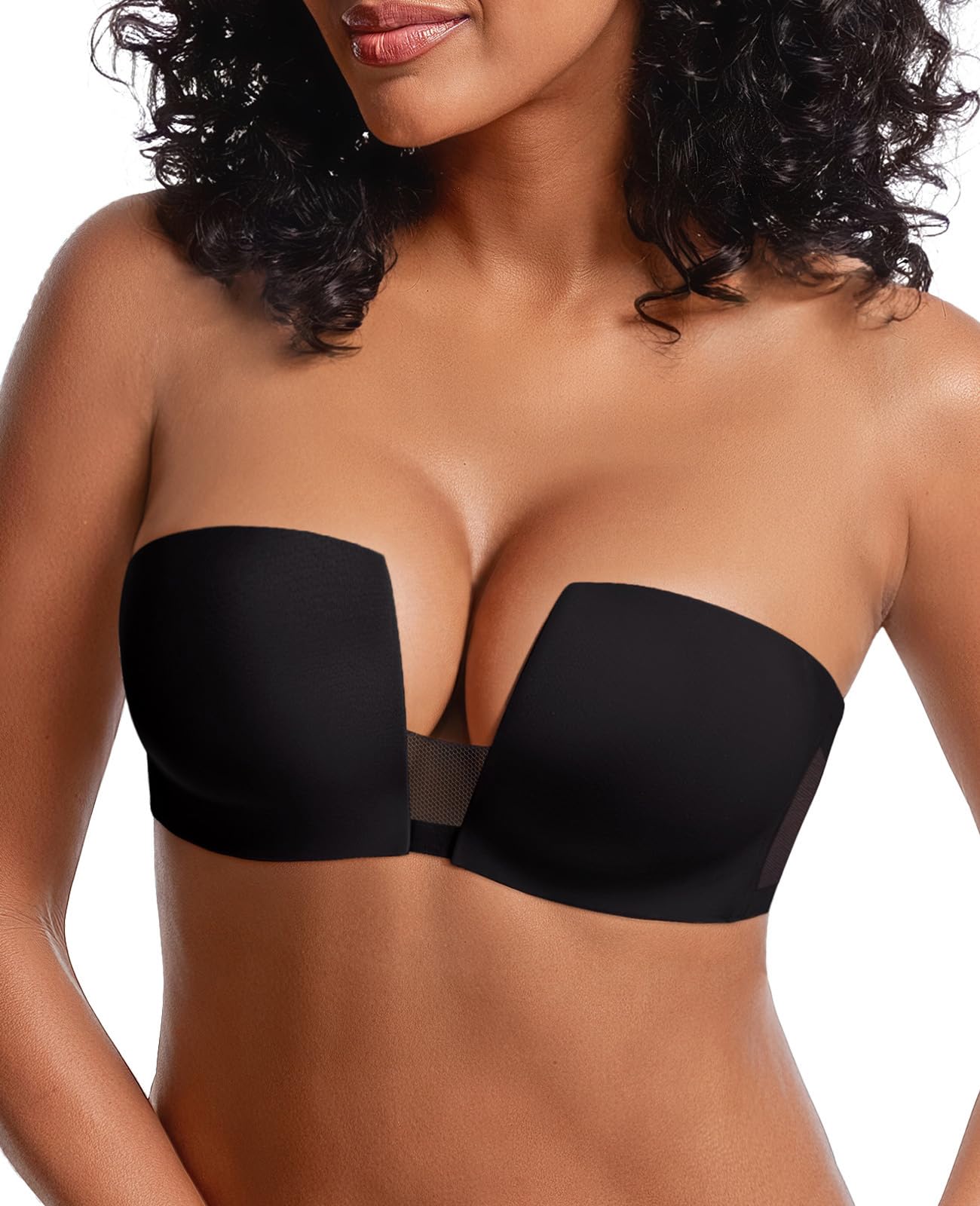 Upushall Women's Strapless Bra Push Up Padded Non Slip Underwire Plunge Bras Seamless