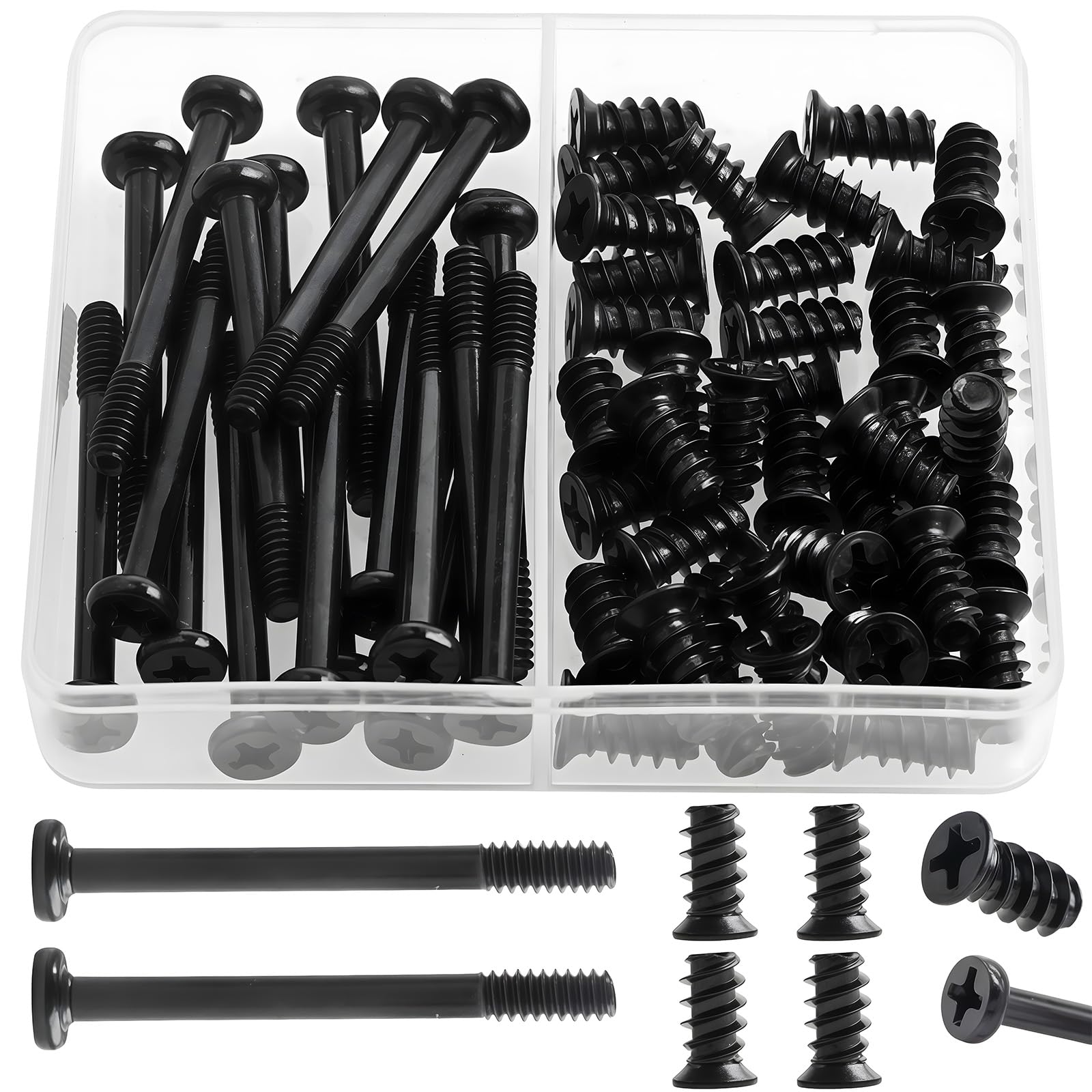 60Pcs Black PC Computer Case Cooling Fan Mount Screws UNC 6-32x35mm Fan Long Screw and PC Case Fan Screws M5x10mm Radiator Water Cooling Screw for Computer Case Fan Mount-image-29