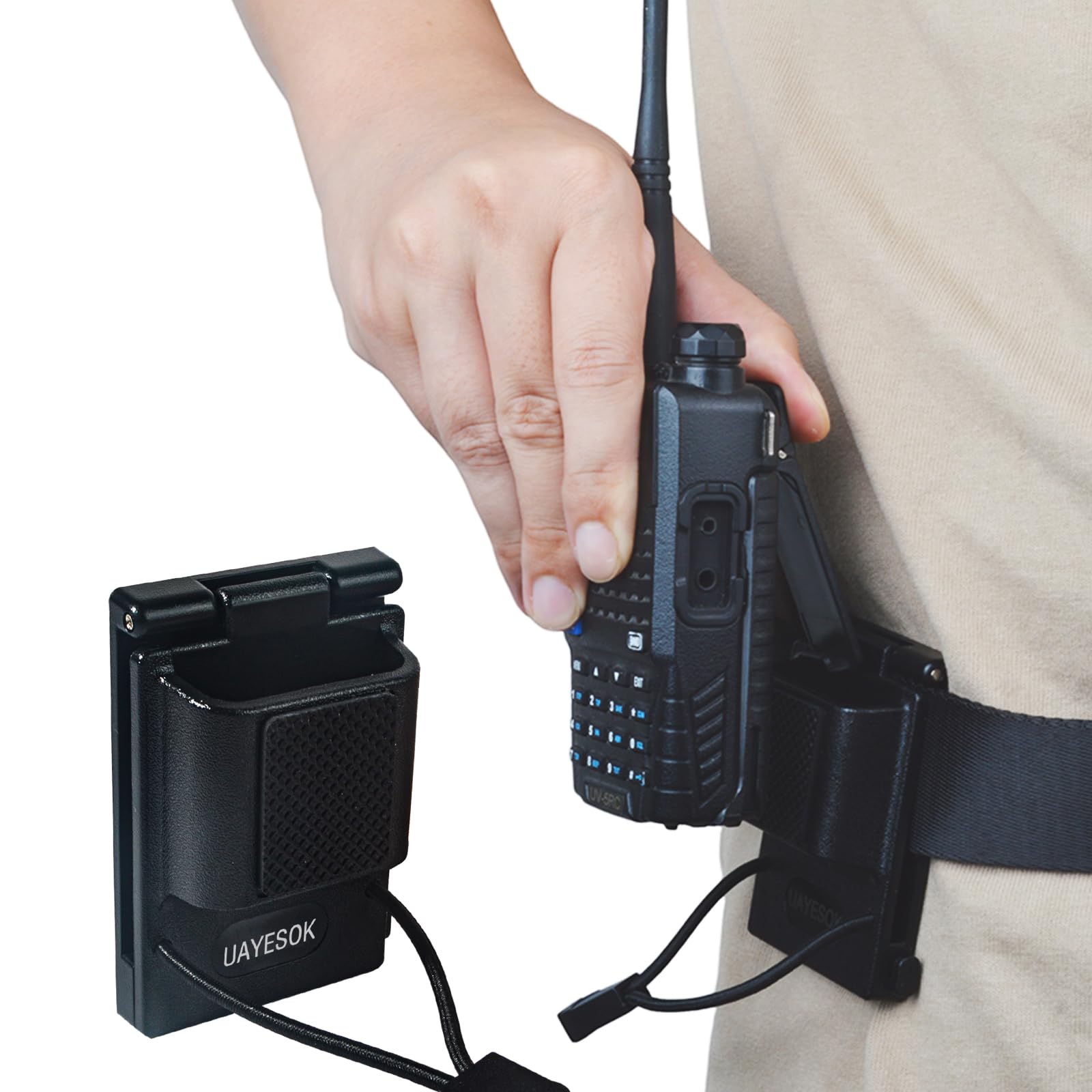 UAYESOK Quick-Release Radio Belt Holster(for Belt up to 2.25" Width), Adjustable Walkie Talkie Belt Clip Holder for BaoFeng Kenwood Motorola YAESU