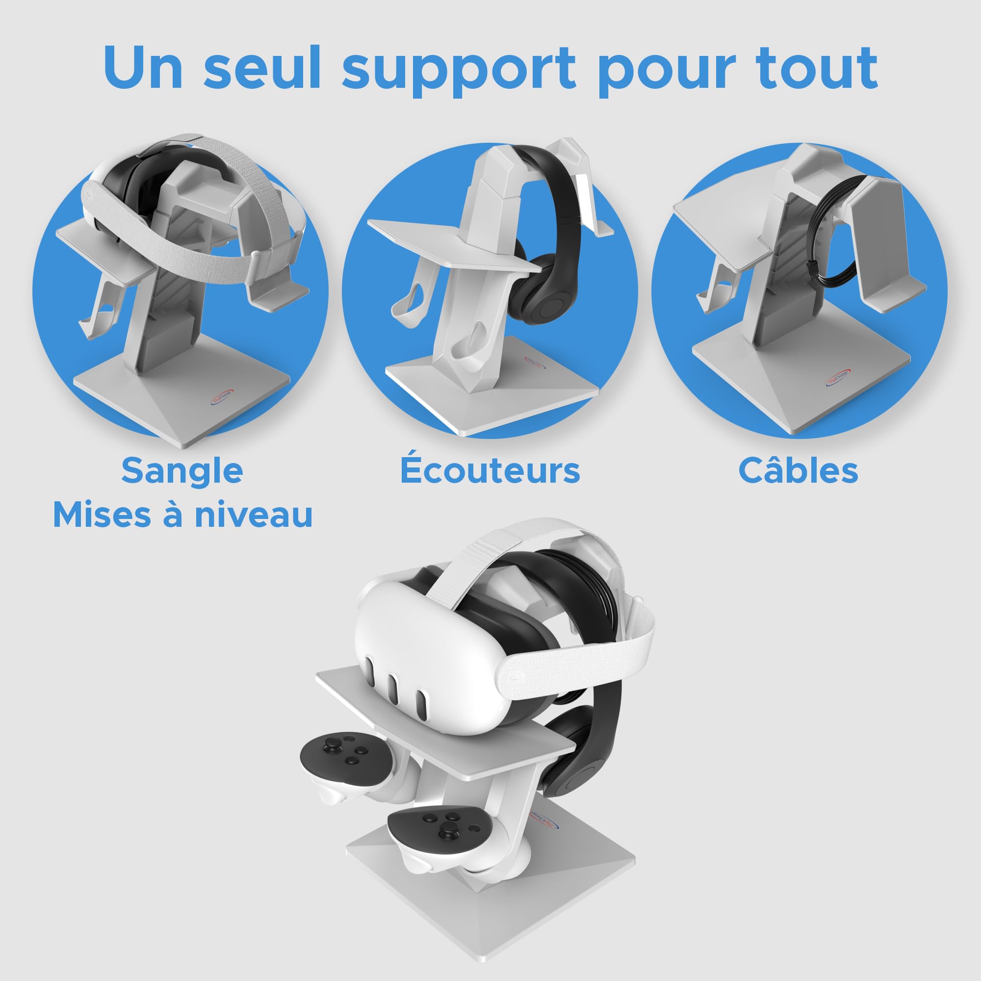 Digicharge Support de Casque VR pour Meta Quest 3S / Quest 3 / Oculus Quest 2 VR Mount Display Storage pour Casque et manettes tactiles