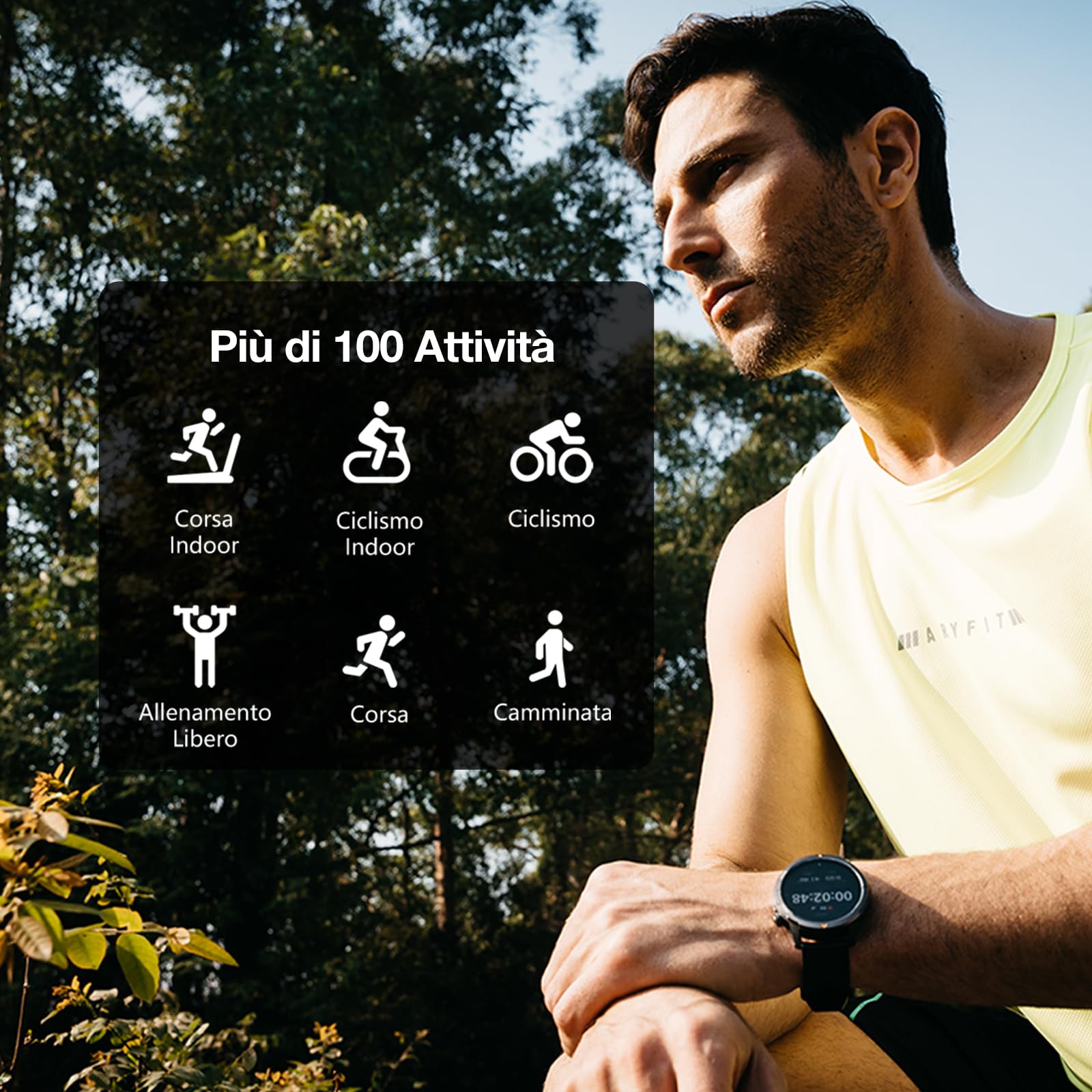 AGM Orologio fitness 2025, orologio sportivo HD AMOLED da 1,43", con oltre 100 modalità sportive, smartwatch con GPS, frequenza cardiaca, monitor del sonno, impermeabile fino a 5 ATM, per Android e | 5 ATM, chiamate Bluetooth, batteria da 300 mAh, per cor