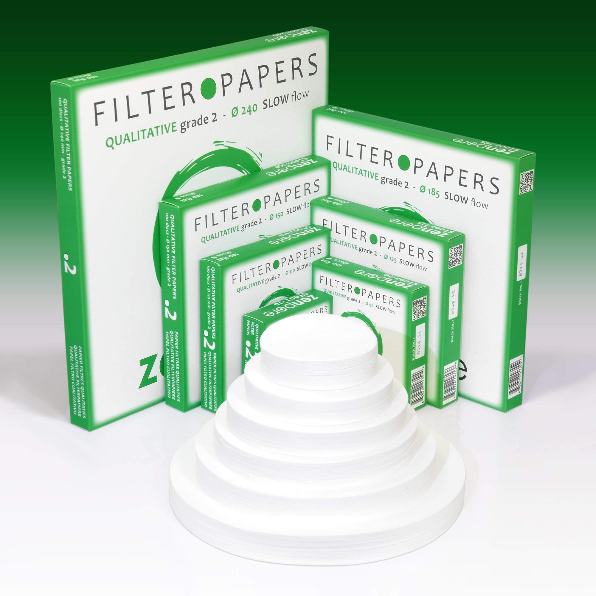 Papel de filtro de laboratorio de 7 cm, grado cualitativo estándar 2, Zenpore de flujo lento de 70 mm (juego de 3 discos de 100 unidades), 7 cm (paquete de 3)