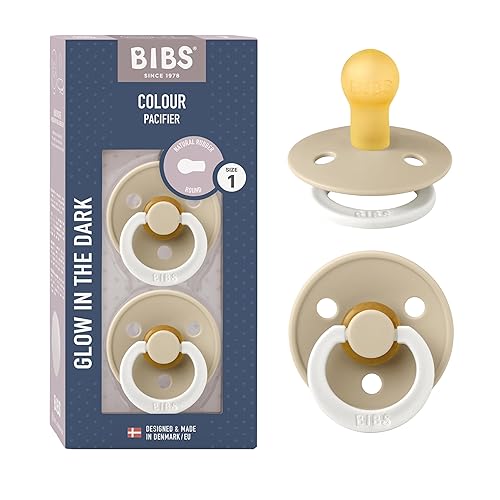 Bibs - Chupetes de bebé, goma natural sin BPA, fabricados en Dinamarca, juego de 2 chupetes color vainilla nocturna (0 a 6 meses)
