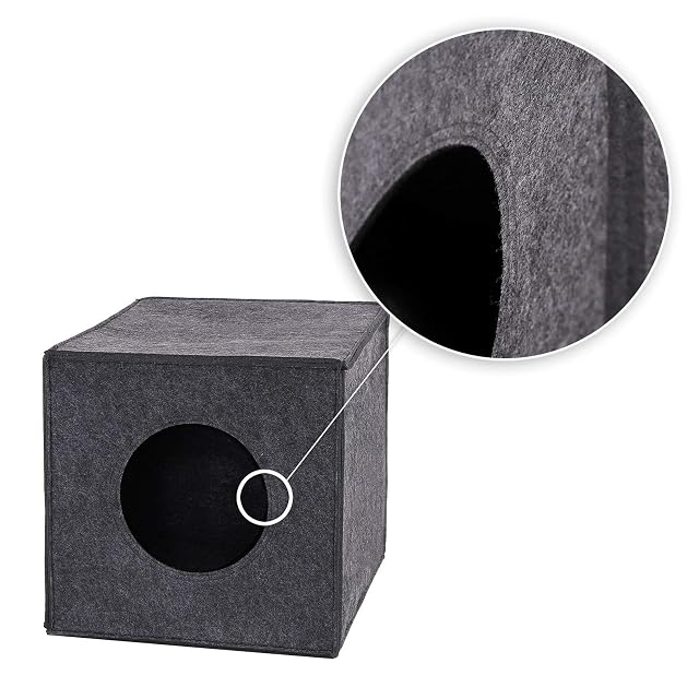 Foto 6 de 7 de lionto Cueva para gatos hecha de fieltro resistente adecuada para estantes y otros sistemas de estanterías