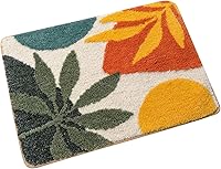 Vista 7 de Uphome Bathroom Rugs Colorful Abstract Leaves Bath Mat Non Slip Water Absorbent Boho Bath Rug Soft Microfiber Machine Washable Floor Mats for Tub