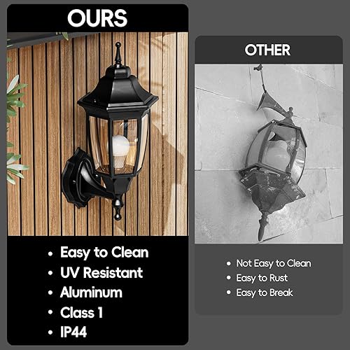 Miniatura 4 de EMART Luz de porche frontal para exteriores, anticorrosión, aluminio impermeable y pantallas de vidrio, lámpara de pared moderna para exteriores,