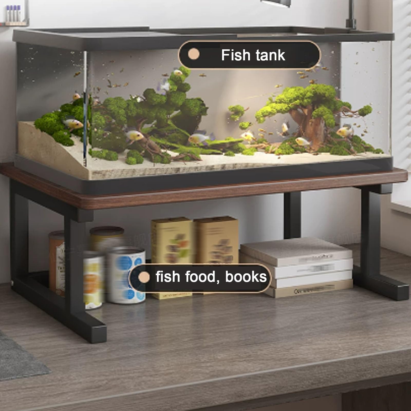 Mobile Acquario, Mobile per Acquario, Supporto per Acquario | Angoli Arrotondati, Facile Installazione, Spazio di Archiviazione Aperto(White,50x25x38cm/19.68x9.84x14.96in)