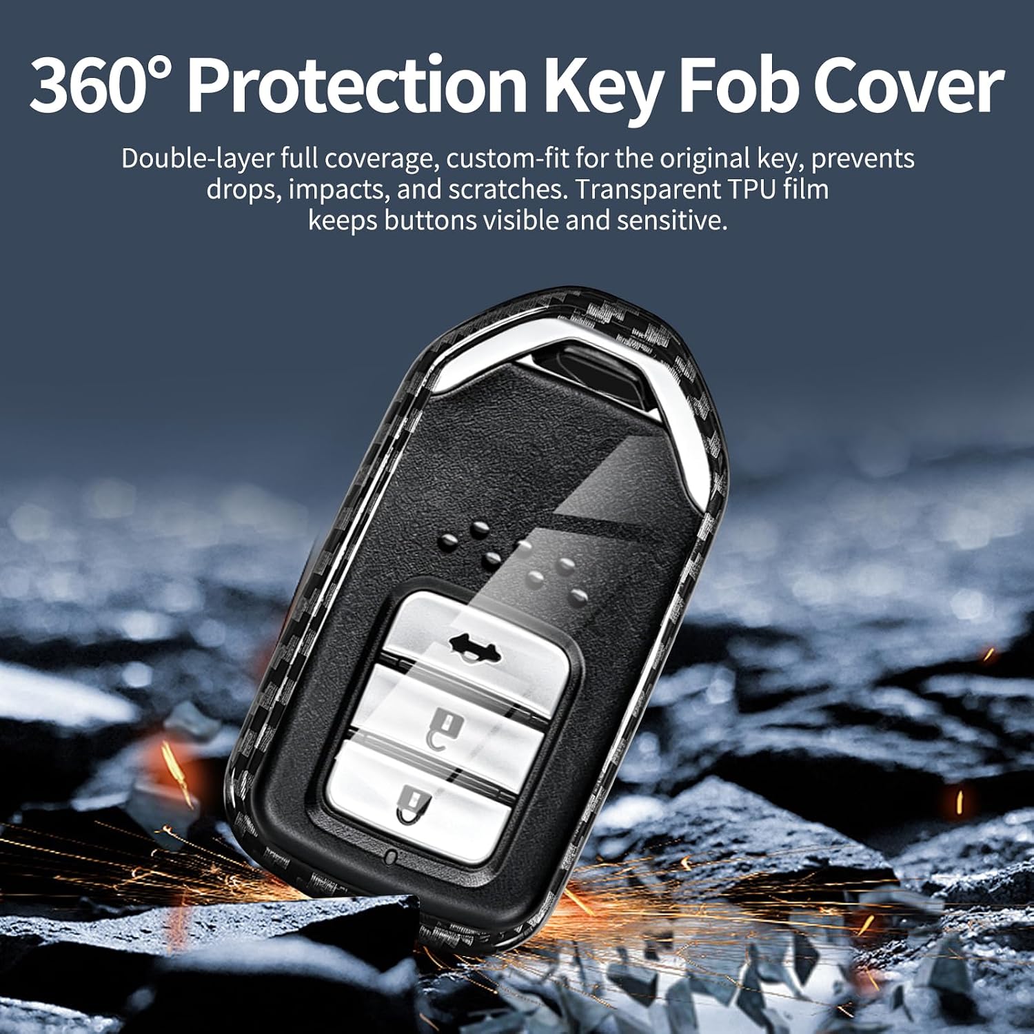 Key Fob Cover with Keychain for Honda CR-V Civic Accord Pilot image 3