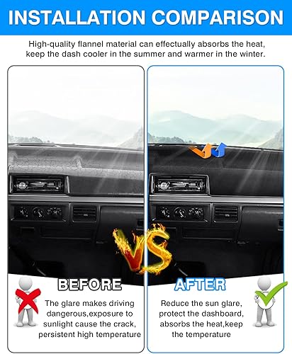Vista 3 de Autorder Alfombrilla de cubierta de salpicadero para Ford F150 F250 F350 1992-1996 Accesorios Cubierta de tablero de franela para salpicadero
