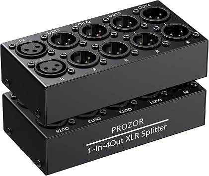 PROZOR 2-IN-2-OUT XLR Balanced/RCA Converter Audio Selector Splitter | Passive Switch Box with Volume Control XLR Splitter 1-4