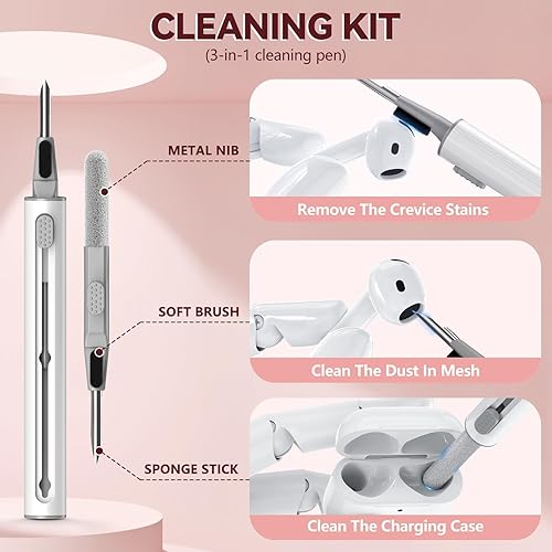 Miniatura 7 de Inesore Funda con bloqueo de seguridad para AirPods 4 2024, bonita funda floral para AirPod de 4 generación para mujeres con kit limpiador y