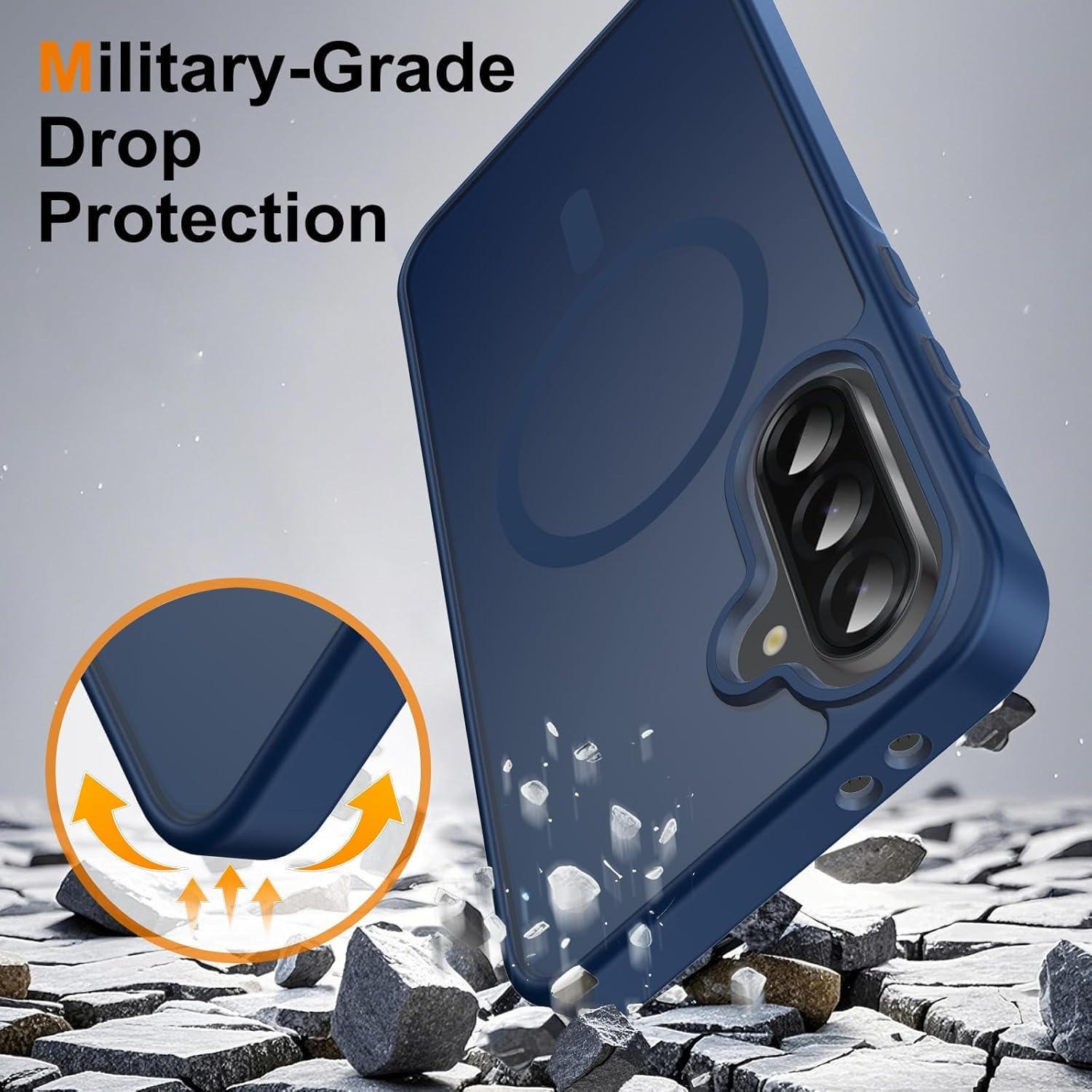 Elzzi Magnetic Magsafe Case for Samsung Galaxy A57 5G Cover, Compatible with MagSafe Translucent Matte Hard Lens Slim Shock-Resistant Protective Case, Matte Navy — Amazon image 2