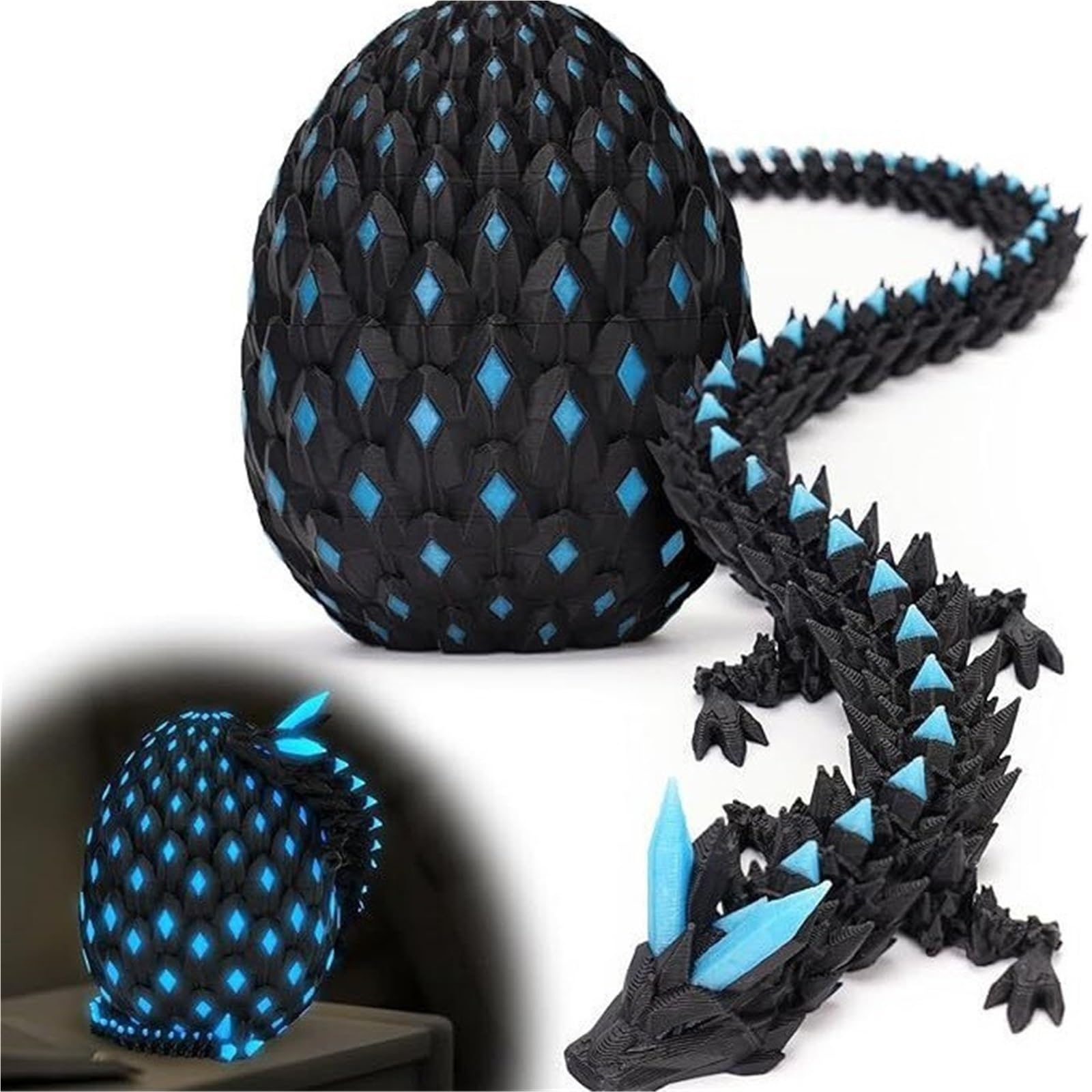 Œuf De Dragon Lumineux – Cristal Articulé 3D Avec Bébé Dragon – Déco Bureau, Anti-stress – Cadeau Fantastique Enfant Adulte