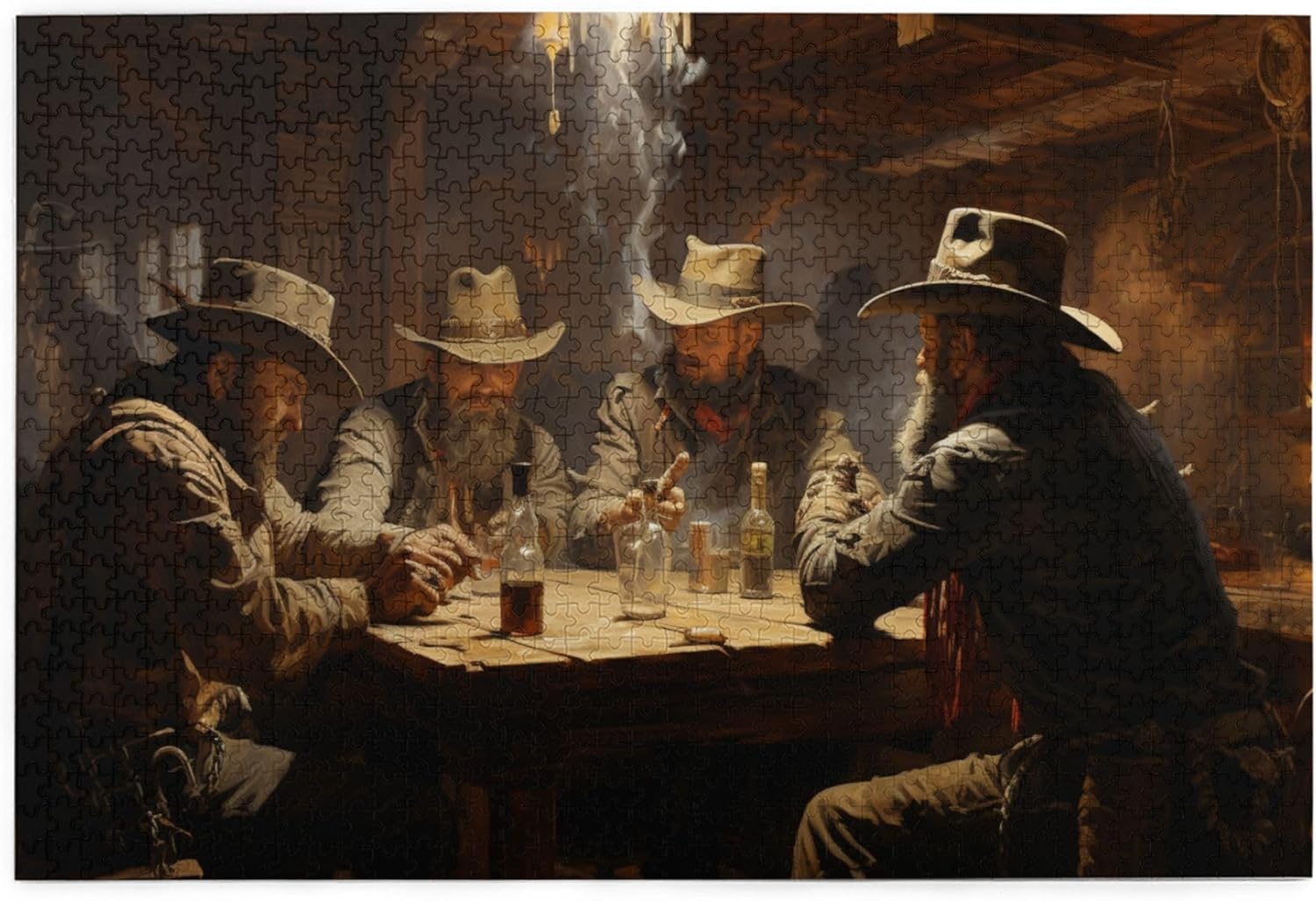 Wild West - Tavern Cowboy 1000 Piece Jigsaw Puzzles,Challenging Brain Exercise,Enjoy The Puzzle Solving Process,Exquisite Cowboy Adults Wooden Puzzle,Creative Activity Hobbies for Adults