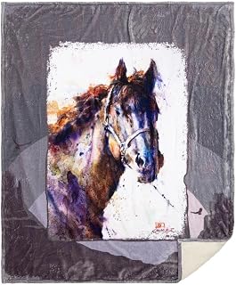 Carstens, Inc. Dean Crouser Plush Sherpa Fleece Oversized Throw Blanket 54" x 68", Pancho Horse