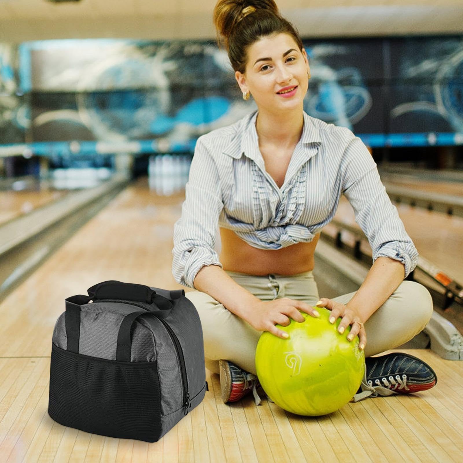 Sac De Boule De Bowling – 1 Sac Fourre-Tout pour Boule De Bowling, Sac Fourre-Tout Simple avec Support De Boule Rembourré | Sac Fourre-Tout avec Poche en Filet, Sac À Boules De Bowling pour Boules