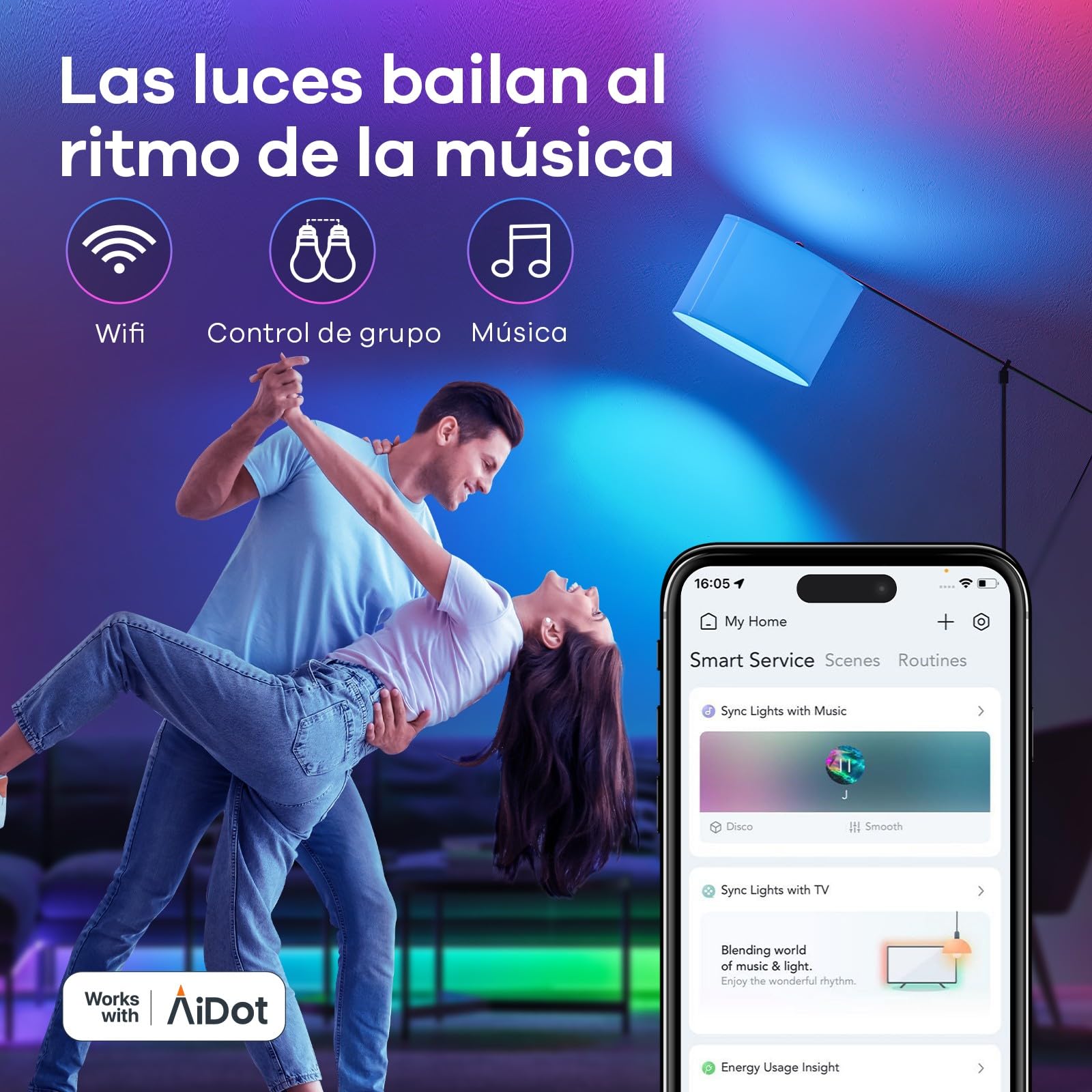 Linkind Matter Smart RGBTW Bombilla, WiFi LED E27, Bombilla Multicolor RGB/RGBTW 1800K-6500K, Compatible con Alexa Google Home, 9W equivalente a 60W, paquete de 4