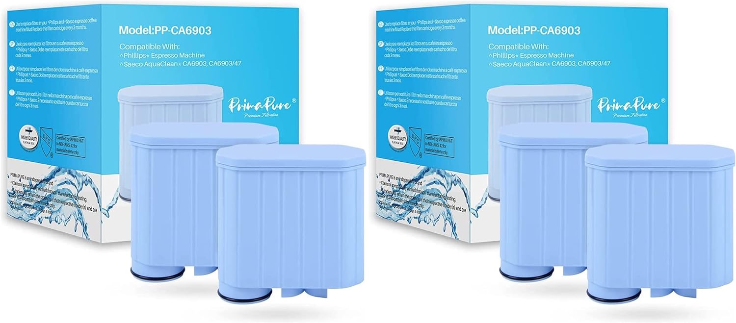 4-Pack PrimaPure Espresso Coffee Machine Water Filter Replacement For Philips Saeco AquaClean CA6903 Certified To NSF/ANSI 42 by IAPMO R&T