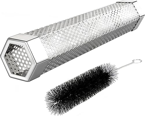 Miniatura 8 de Tubo de ahumador de pellets, paquete de 2 tubos de ahumador con soplete de butano y 2 ganchos, 2 cepillos, tubo de pellets de 12 pulgadas y