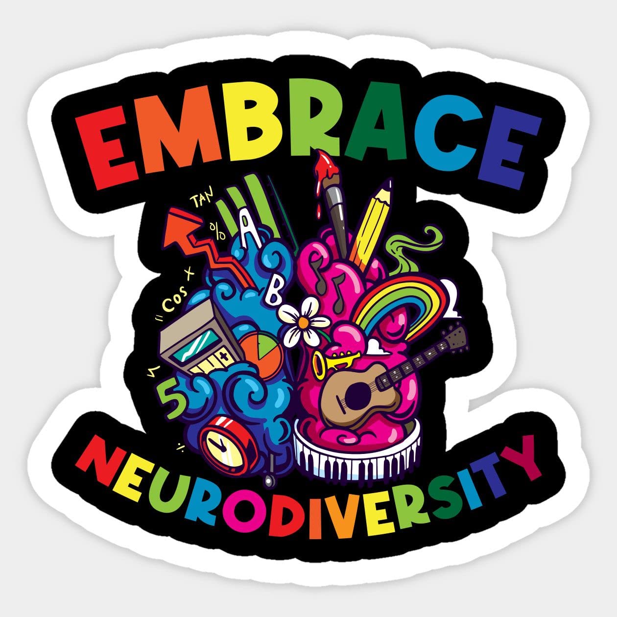 (Set of 2) Embrace Neurodiversity Sticker | Vinyl | Decal for Car Bumper, Window, Laptop, Water Bottle, Books Etc |Waterproof| 4"