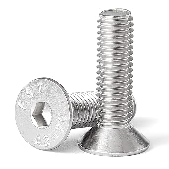 M8-1.25 x 25mm Flat Head Hex Socket Cap Screws Countersunk Bolts, 304 Stainless Steel, Metric Allen Socket Drive, Machine Fully Threaded, Bright Finish, 20PCS