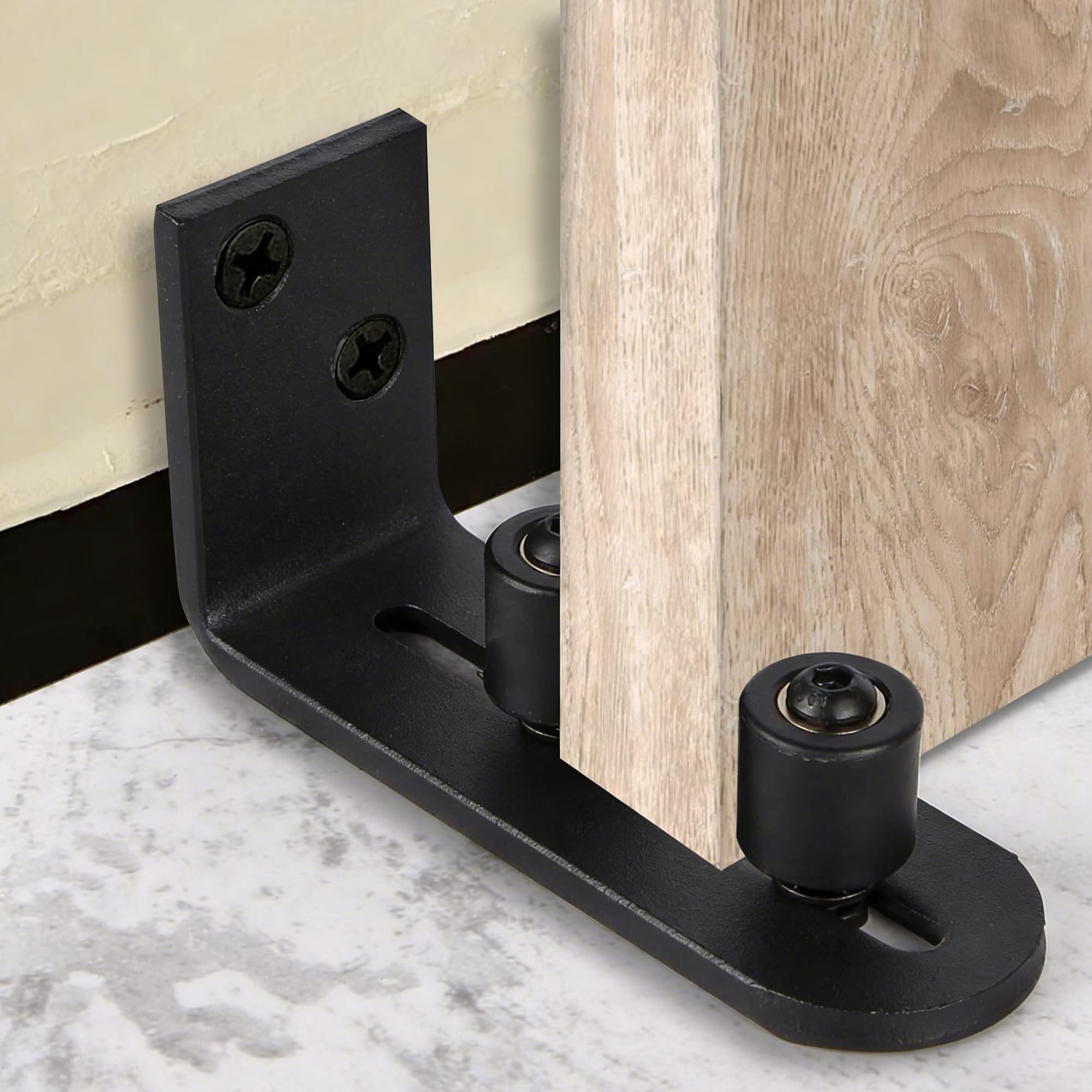 2 Pacchetto Scorrevole Fienile Porta Guida Hardware, Guida Pavimento Regolabile per Diverse Dimensioni di Porte Scorrevoli, Rullo Fondo Fienile Porta Scorrevole Kit, Pista Porta Scorrevole