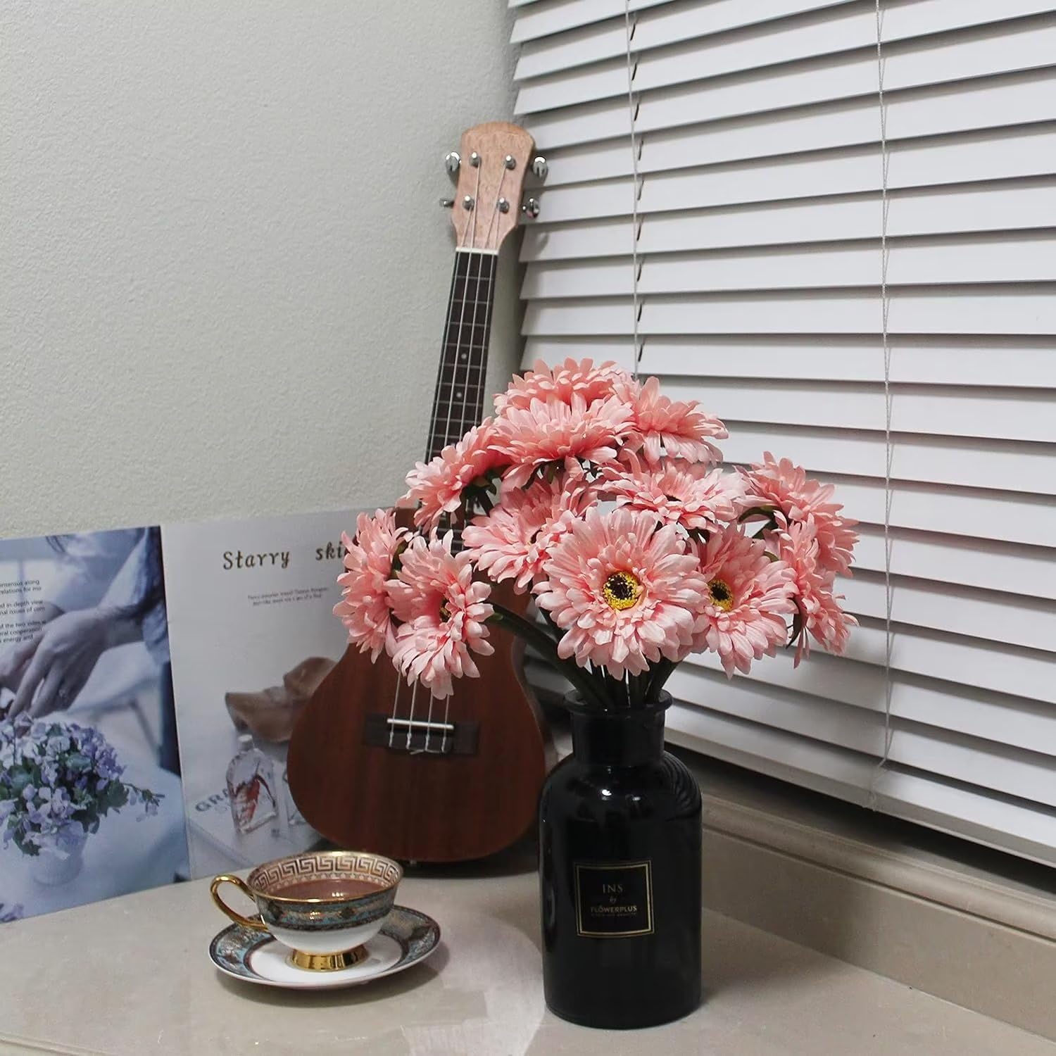 Amazon｜12PCS人工的な菊の単一の茎の花束のプラスチック絹の擬似装飾  