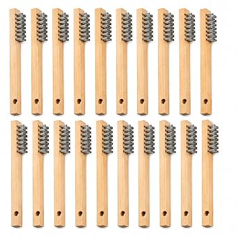 HOYIN 20 Pack Wire Brush, 8 Inch Hand Wire Brush with Beech Wood Handle