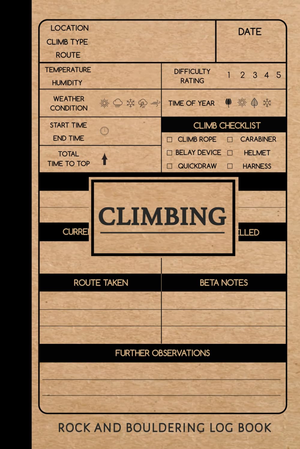 Rock Climbing and Bouldering Log Book Track & Record Every Climb