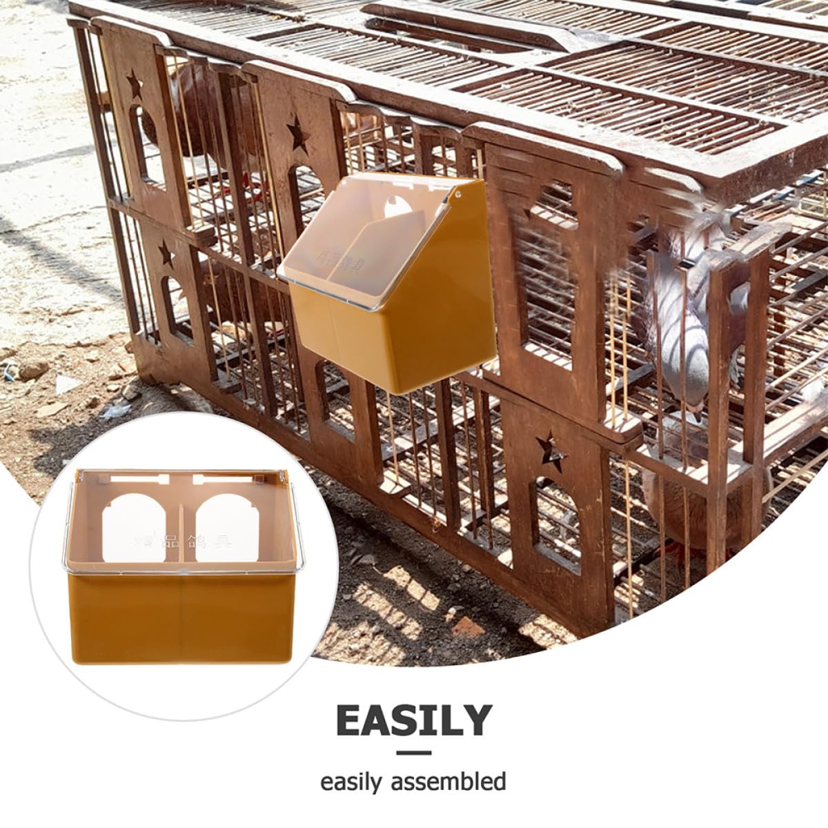 Distributeur de Nourriture à Suspendre pour Cage D’Oiseaux, 3 Pièces | Plastique Couleur Café, Léger et Résistant à L’usure, Facile à Nettoyer, Anti-éclaboussures