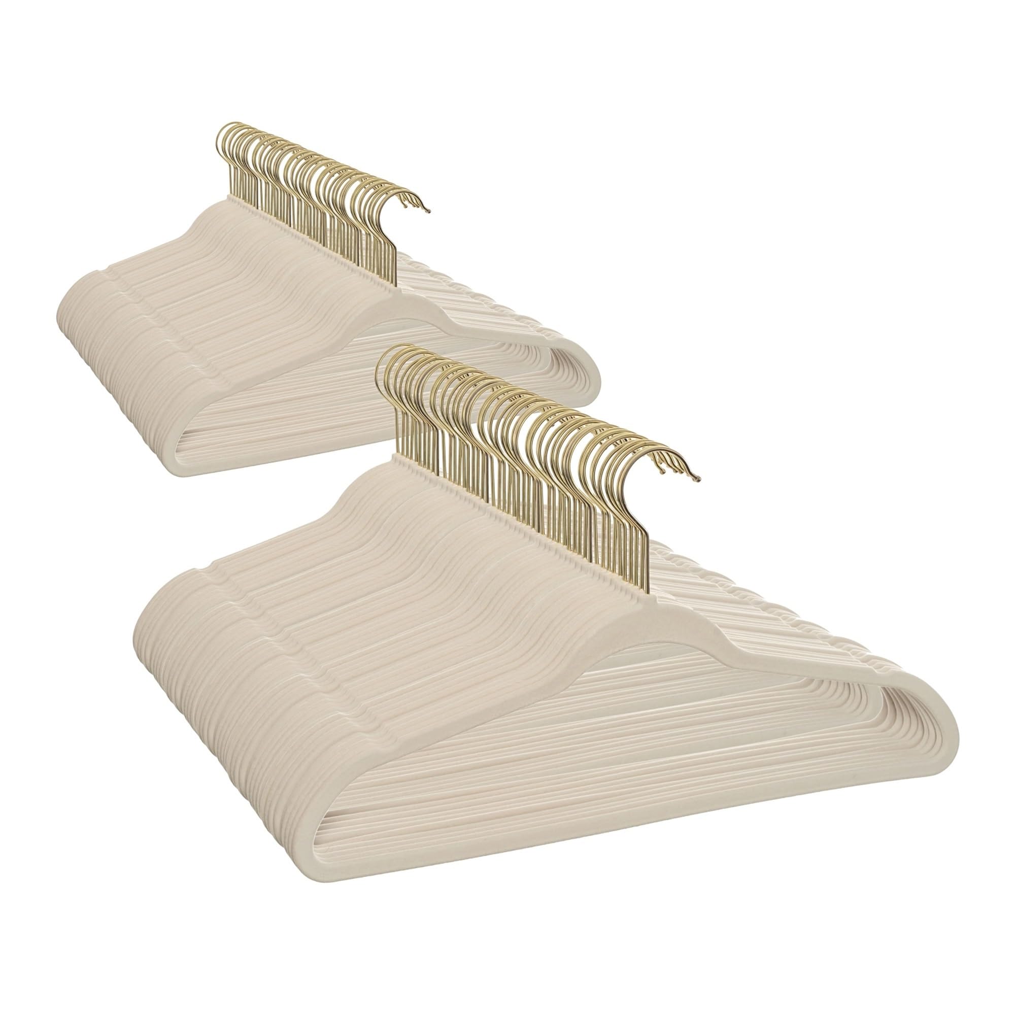 Perchas Perchas de Terciopelo Antideslizantes, Paquete de 100, Color Beige(Beige)
