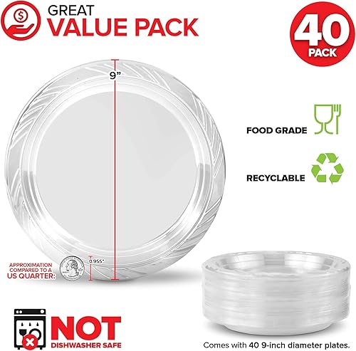 Vista 18 de Stock Your Home 240 platos de plástico transparente de 7 pulgadas, flexibles, desechables y resistentes, para bodas, fiestas de vacaciones