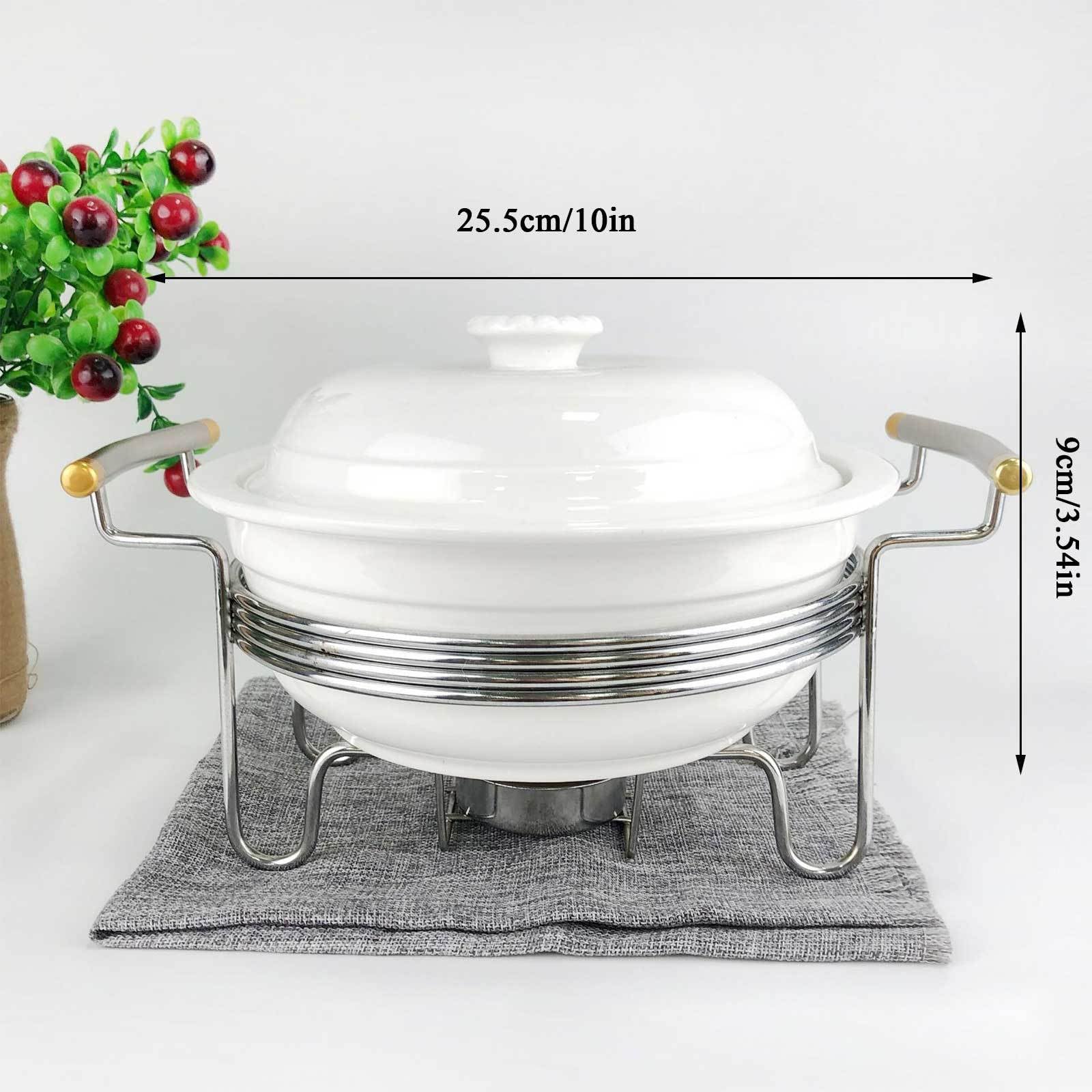 Ceramiczne naczynie do podgrzewania potraw, naczynie do zapiekania w formie bufetu, z metalową kratką, zestaw do podgrzewania potraw na bufet, wesela, imprezy, bankiety, catering,