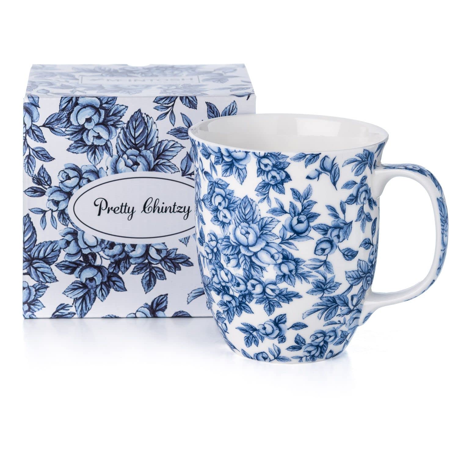 McIntoshChintz Light Blue Roses Fine Bone China Java Mug (12.5 oz)