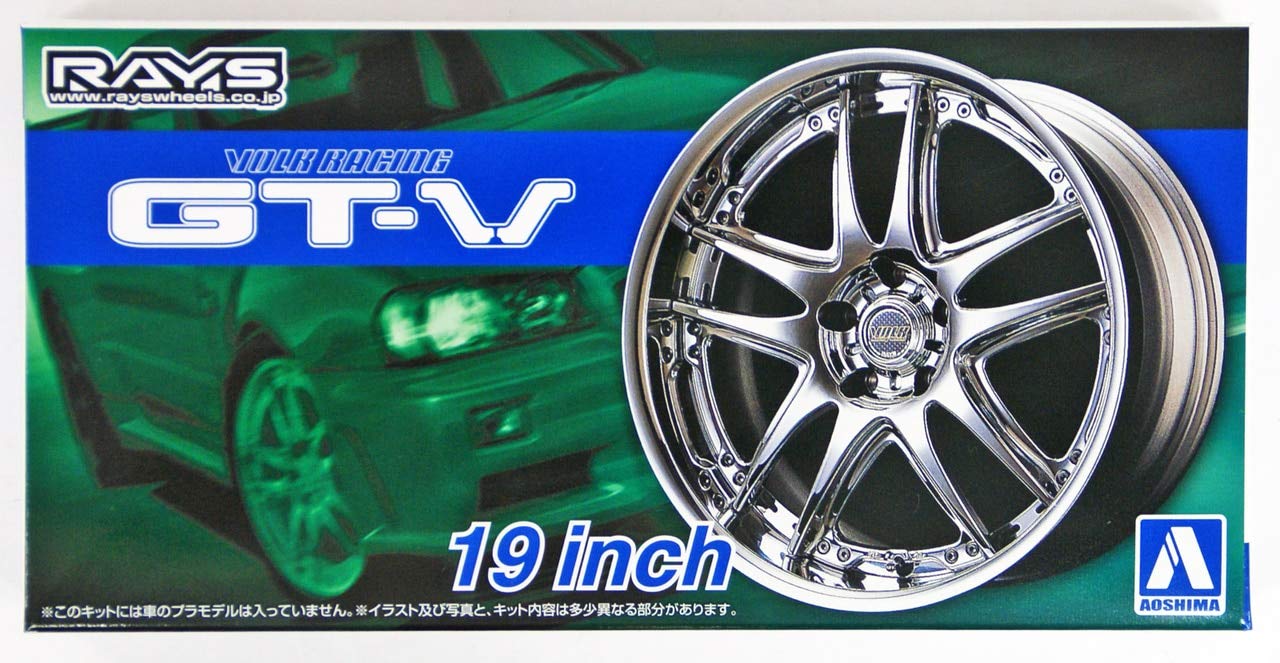 Aoshima 1/24 Scale Volk Racing GT-V 19 Inch Wheel Set - Plastic Model Buiding Set # 54628