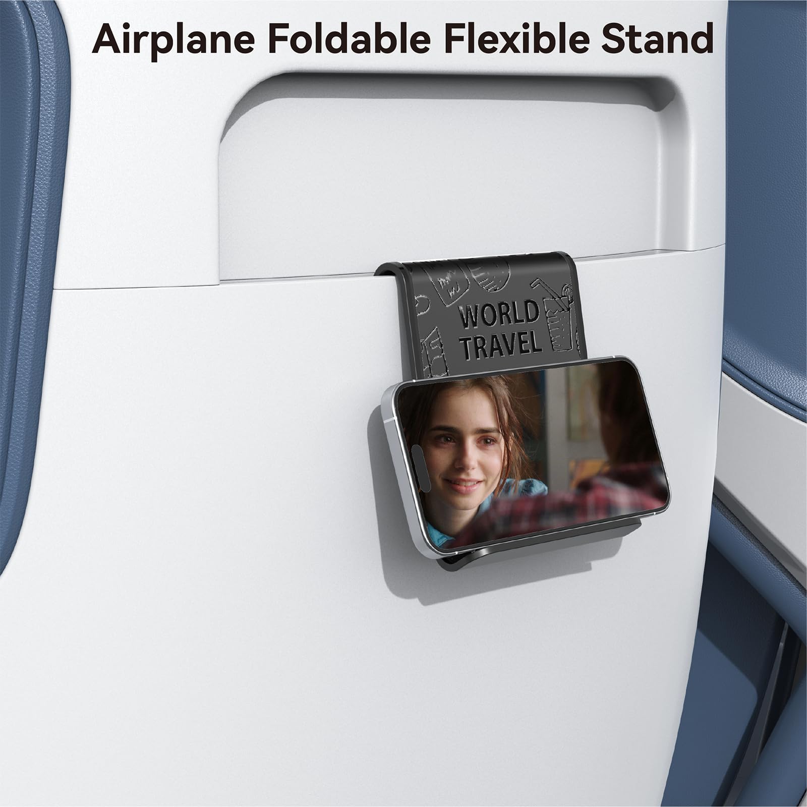 Soporte para teléfono de viaje de avión, soporte flexible para teléfono de viaje, soporte universal para tableta de avión para volar, escritorio, compatible con teléfono, tableta, Kindle (patrón