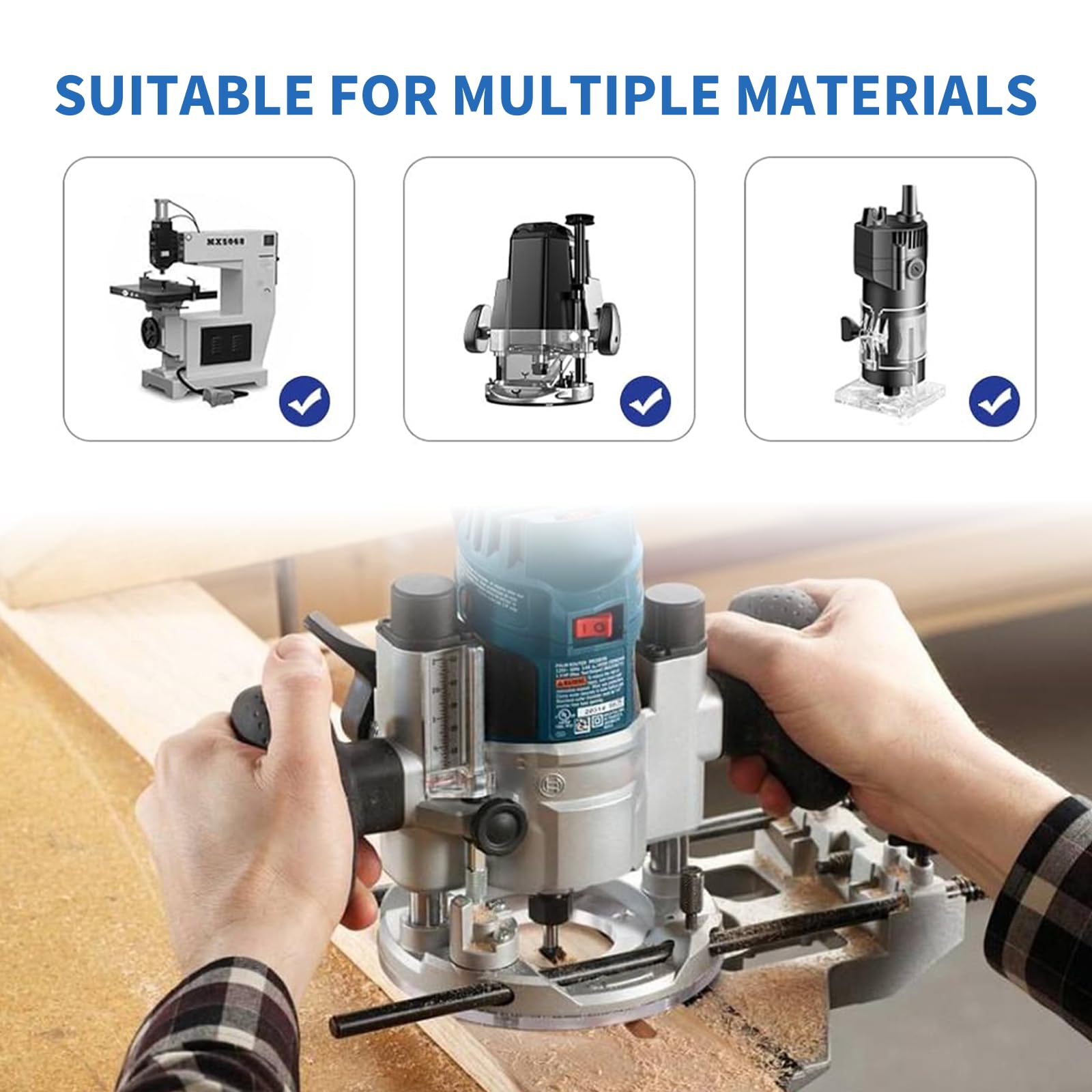 Router Bits 1/4 Shank, 4 Pcs Flush Trim Router Bit Set, Cutting Diameter 1/4", 5/16", 3/8", 1/2" - Image 4