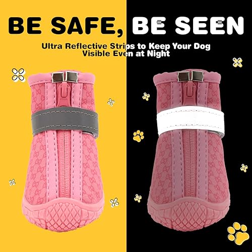 Miniatura 5 de Hcpet - Zapatos para perros pequeños, botas transpirables, protectores de patas para pavimento caliente, botas de senderismo de nieve para invierno,