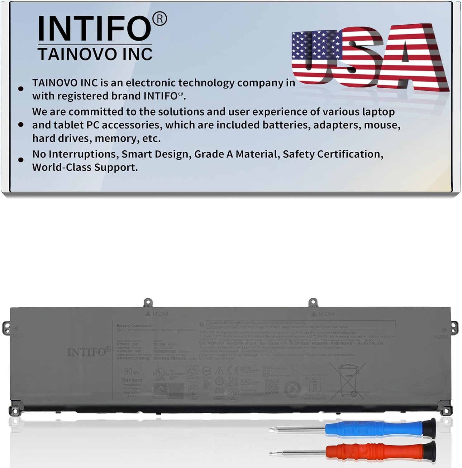 90Wh M02R0 Laptop Battery Compatible with Dell Alienware X16 R1 Alienware X16 R2 Series Notebook 0HP26N HP26N 0MRWR6 MRWR6 16-CTO[11.4V 7698mAh 6-Cell]