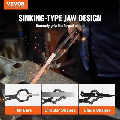 Miniatura 2 de VEVOR Pinzas de herrero, pinzas de broca en V Z de 18 pulgadas, pinzas de forja de acero al carbono con remaches de acero A3, para cuchillas de