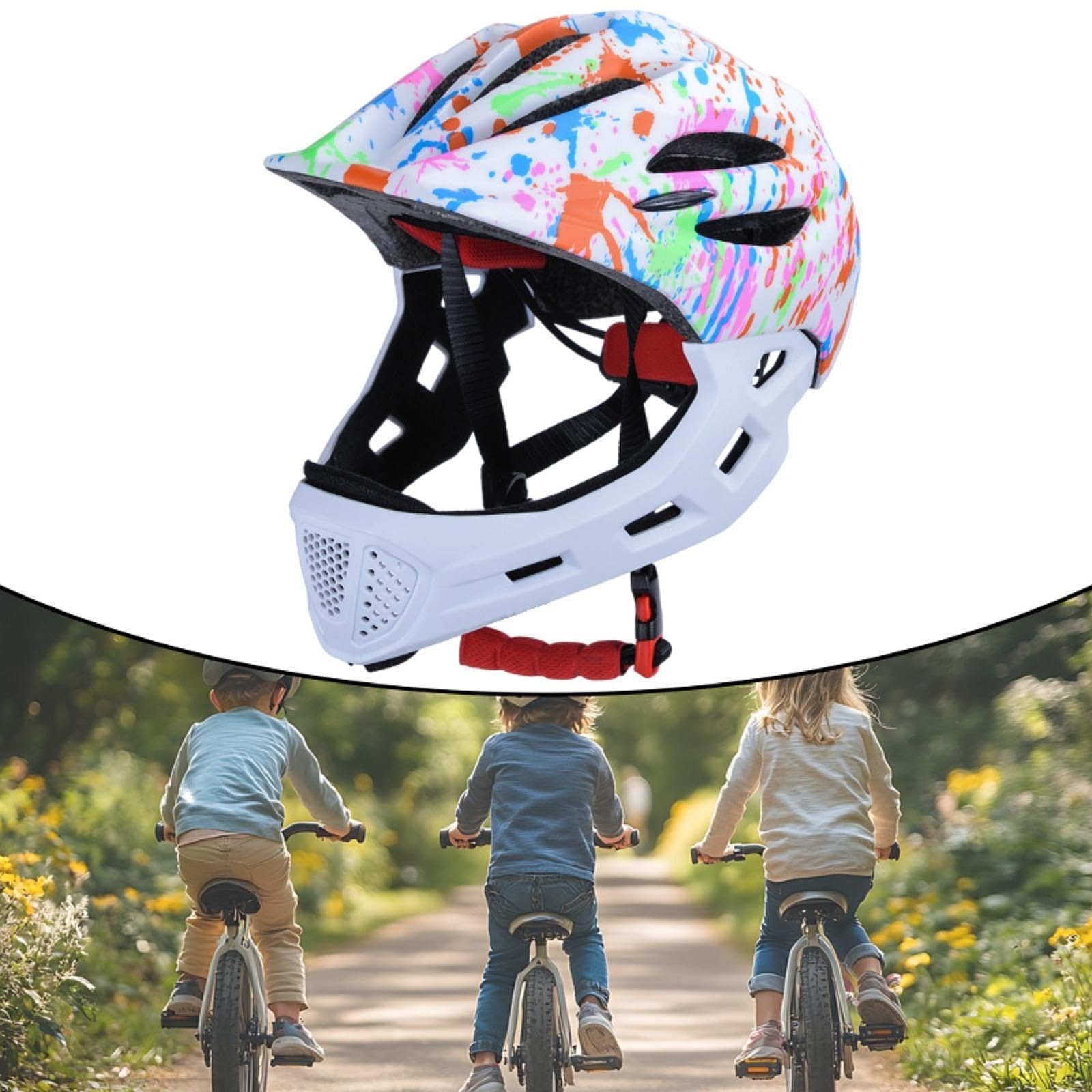 Casque de Vélo pour Enfants, Casque de Vélo Intégral Tendance, Casque de Cyclisme pour Garçons et Filles, équitation, Blanc