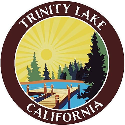 Lake Dock - Trinity Lake - California 3.5 pulgadas ventana coche camión calcomanía vacaciones aventura tema novedad apliques