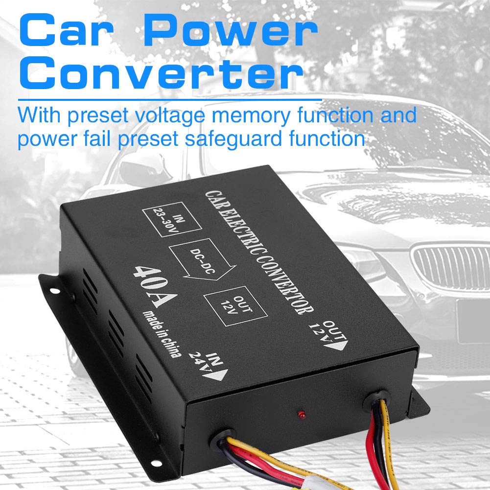 Convertidor de Corriente para Coche y Camión, 24V a 12V, Inversor Eléctrico, Transformador Reductor de Tensión, 40A, 480W