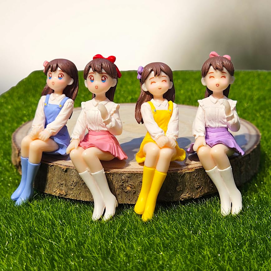 Image of Miniature Cute Girls Figurine Set of 4 - Adorable PVC Mini Statues for Miniature Garden, Dollhouse Decor, Terrariums, Fairy Gardens & Cute Gifting