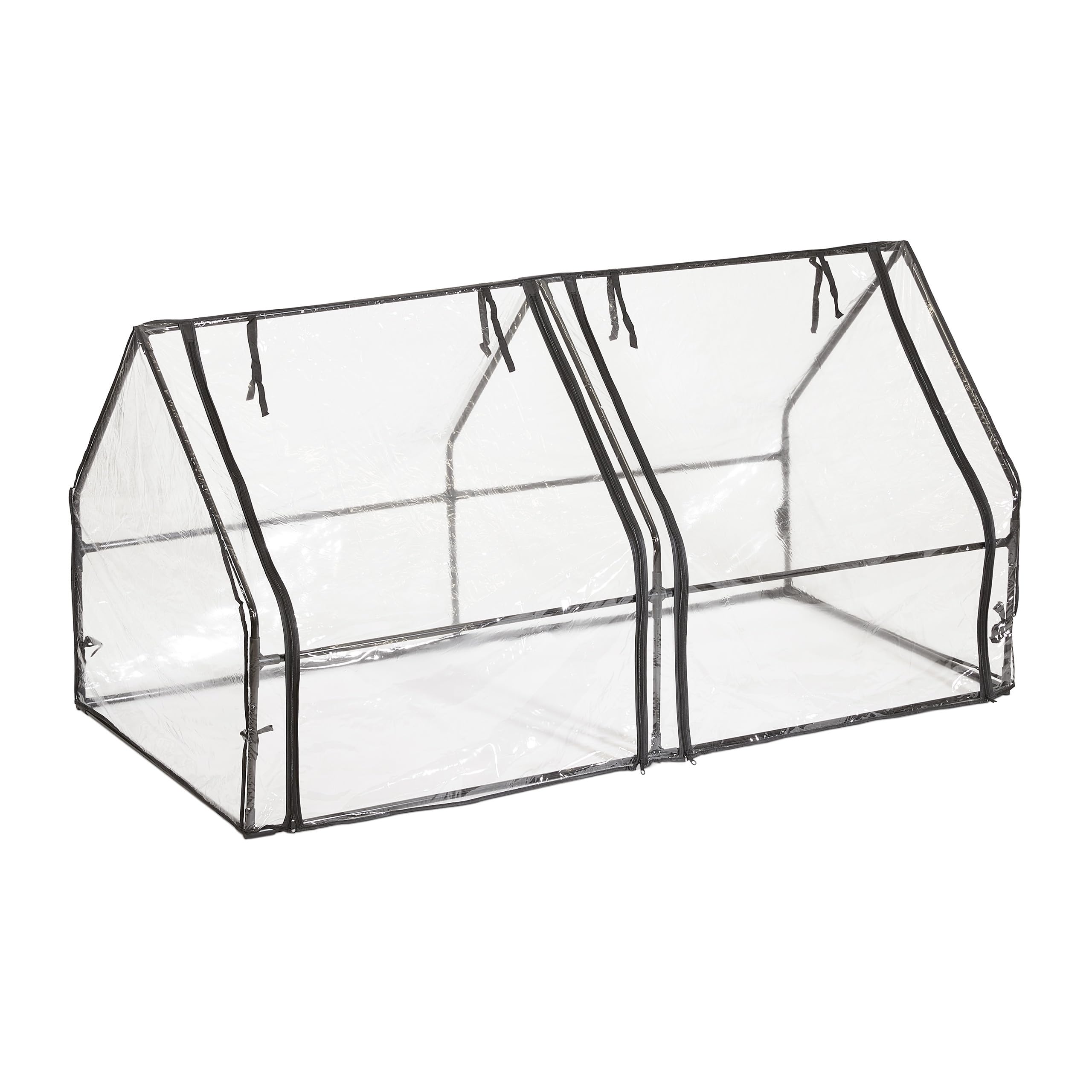 Relaxdays Folienfrühbeet, HxBxT: 92 x 180 x 92 cm, 2 Türen, Frühbeet & Aufzucht, Gewächshaus, PVC Folie, transparent